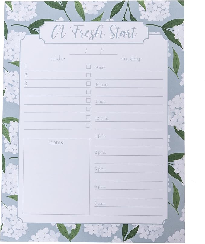Graphique Daily To-Do List Notepad, 150 Tear-Away Sheets, Floral Task Planner, Daily Organizer with Hourly Schedule, Notes Writing Pad, 6” x 8”