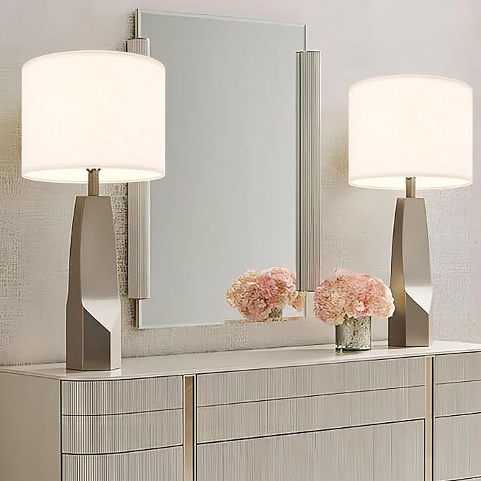 White Linen lampshades Large Drum Lamp Shade 16" Top x 16" Bottom x 12" High (Spider) Modern Lamp Shade for Table&Floor Lamp - Lampshades Replacement By GO&SO Assembly Required