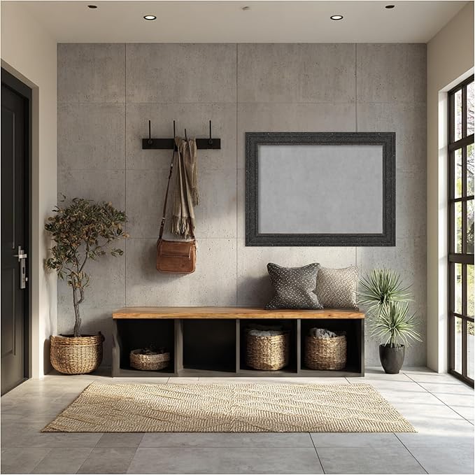 Amanti Art Black Framed Magnetic Board 25x33 Medium Vision Board for use with Magnets, 100% Metal Sheet to Display Items as Office Decor or for Home Organization in mudroom, Kitchen or Kids Room