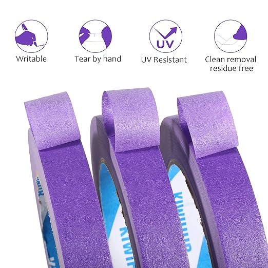 KIWIHUB Purple Painters Tape,1" x 60 Yards x 5 Rolls (300 Yards Total) - 14 Day Easy Removal Decorative Masking Tape for Painting,Labeling,DIY Crafting,Decoration and School Projects