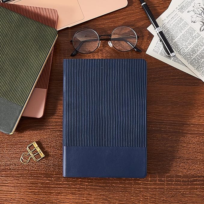 TSFPapier Lined Journal Notebook for Work College Ruled Note Book 5.79"x8.27" A5 PU Leather Daily Journaling 216 Pages for Women Men Writing Home School Supplies Business (Khaki)