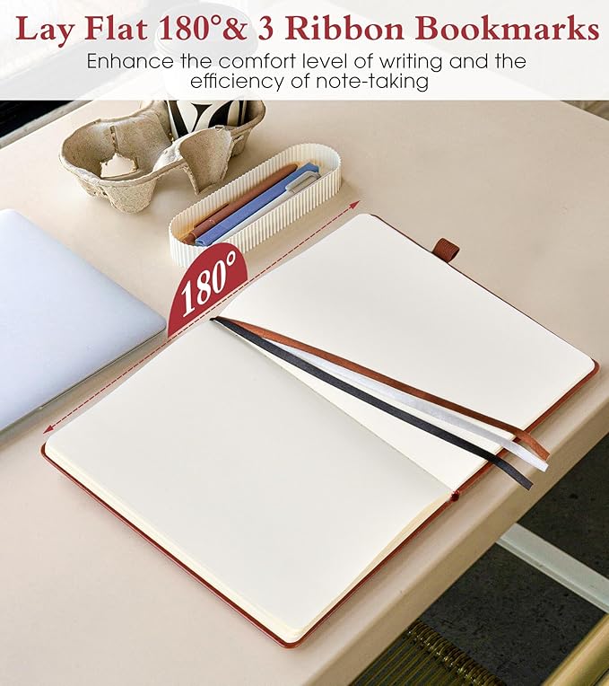 PAIBAS Blank Journal Notebook for Women Men,160 Pages,A5 Hardcover Sketchbook for Drawing, Sketch book, Unlined Notebooks for School,Work, Note Taking,Travel Journals for Writing 5.8"x8.5" (Brown)