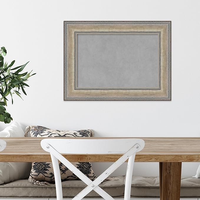 Amanti Art Silver Framed Magnetic Board 17x23 Small Vision Board for use with Magnets, 100% Metal Sheet to Display Items as Office Decor or for Home Organization in mudroom, Kitchen or Kids Room