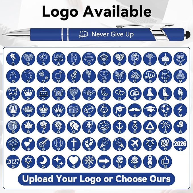 WYPAS Bulk Custom Pens - Personalized with Name, Engraved Text/Logo - Stylus Tip, Black Ink - Options for Corporate Gatherings, Events & Promotions (Red)