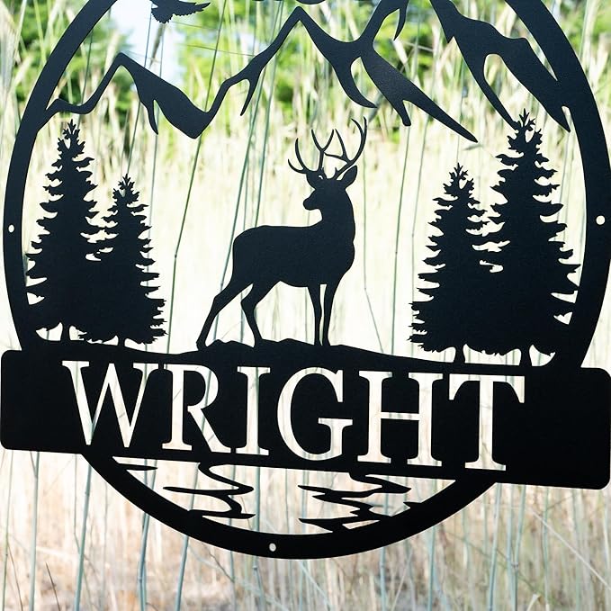 Custom Deer Outdoor Cabin Sign | Mountain Decor | Hunting Gift for Men | Outdoor for Men | Custom Deer Name Sign | Buck Deer Hunter Gift | Deer Name Sign | Fathers Day Gift | Gift for Him | Cabin Sign