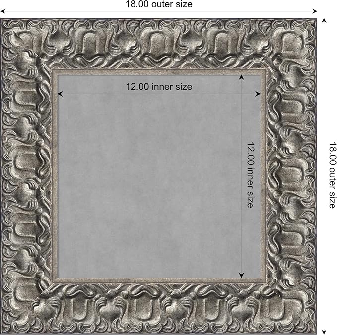 Amanti Art Silver Framed Magnetic Board 18x18 X-Small Vision Board for use with Magnets, 100% Metal Sheet to Display Items as Office Decor or for Home Organization in mudroom, Kitchen or Kids Room