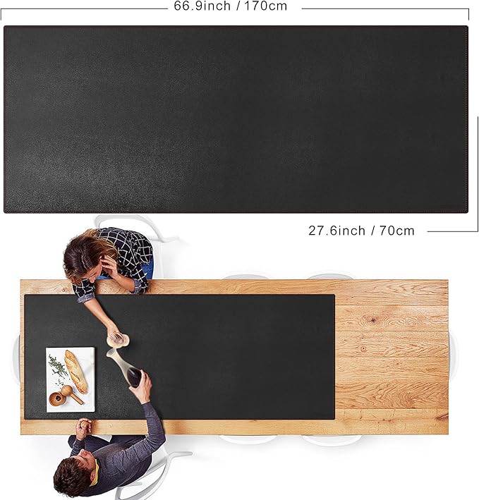 ZORESYN Conference Table Pads (66.9" x 27.6") - PU Leather Extended Large Mousepad Desk Mat - Nonslip Base and Waterproof Desktop Writing Pad Mouse Mat (Black)
