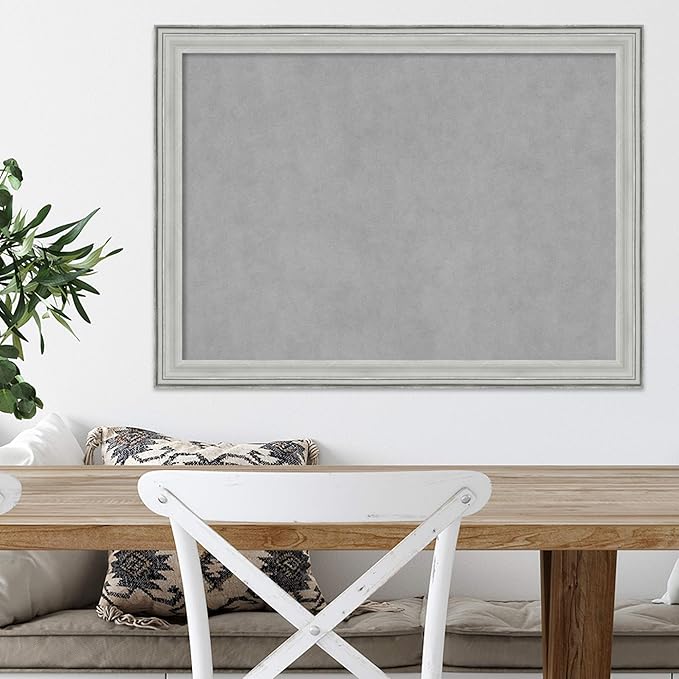 Amanti Art Silver Framed Magnetic Board 23x31 Medium Vision Board for use with Magnets, 100% Metal Sheet to Display Items as Office Decor or for Home Organization in mudroom, Kitchen or Kids Room