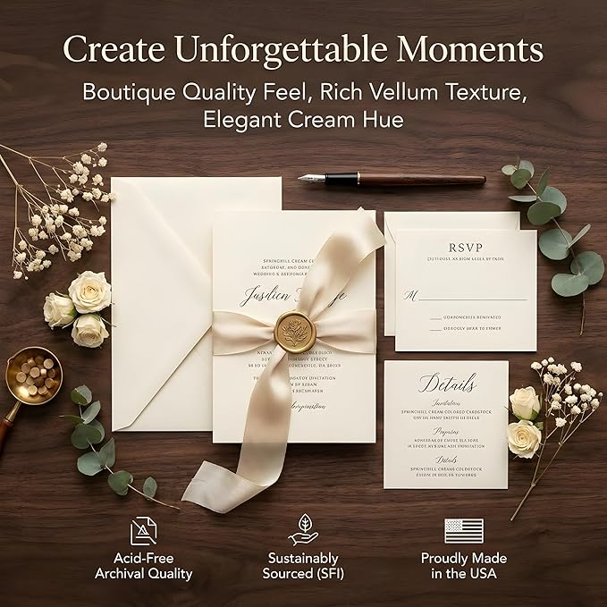 250 Sheets Cream Cardstock 8.5 x 11 Ivory Card Stock 65lb/176gsm Premium Off White Colored Sheets Thick Printer Paper for Cards Making, Office Printing, Wedding Invitations