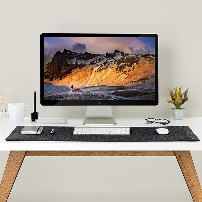 Wolvende Premium Felt Desk Mat | Large 15.75" x 36" | Multifunctional Desk Pad for Home Office | Dark Gray