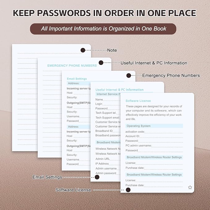MOSA BEAR Password Keeper Book with Alphabetical Tabs，4.3"x5.7" Small Password Books for Seniors Password Notebook for Internet Website Address Log in Detail(NZBR)