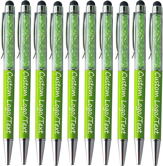 Yucold Customized Pens with Name/Logo - Touch Screen Stylus Ballpoint Pen, Perfect for Weddings, Business & Personalized Gifts (Grass green,50)