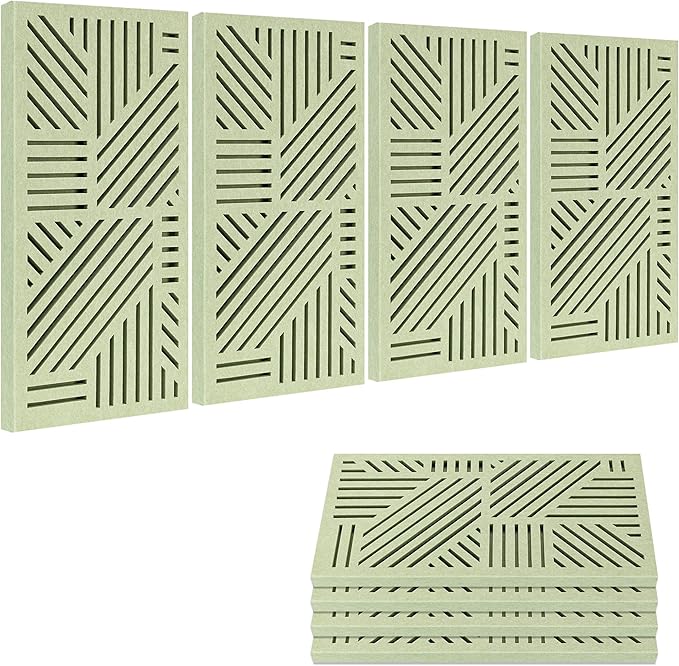BUBOS 4 Pack Thickened Acoustic Panels, 23.6''x11.8'' Self-Adhesive Sound Absorbing Cavity Acoustic Wall Panels for Theater Studio Room Recording Room Gaming Room Meeting Rooms,VortexCore Green