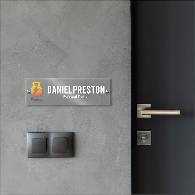 Custom Door Name Plate with Business Logo - 28 Backgrounds - Personalized Name Plate for Wall, Office Decor, Workspace Decorations