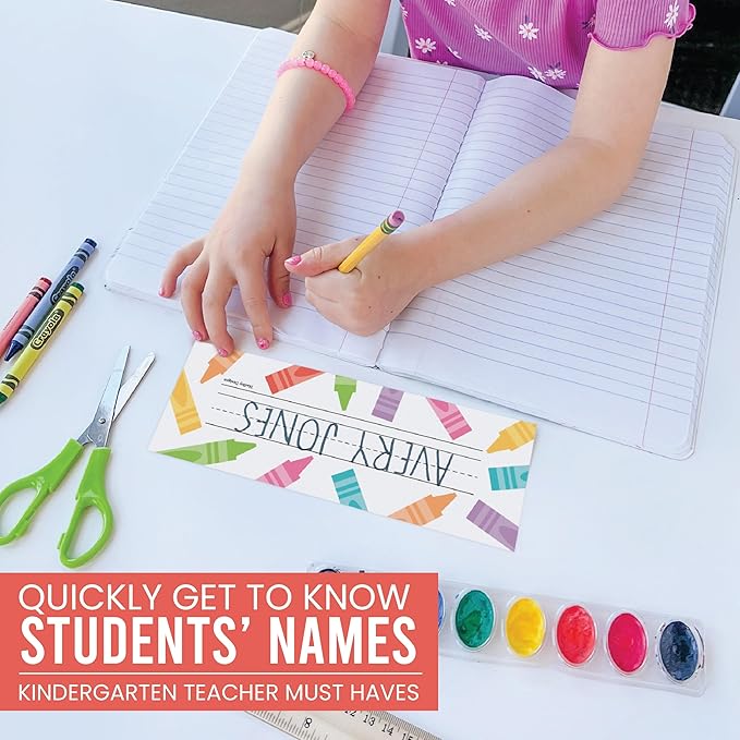 Desk Name Tags for Classroom -25 Student Name Plates for Classroom Kindergarten, Preschool, 1st, 2nd & 3rd Grade, 9x3 Teacher Nameplates for Student Desks & Cubbies, Pastel Nametags