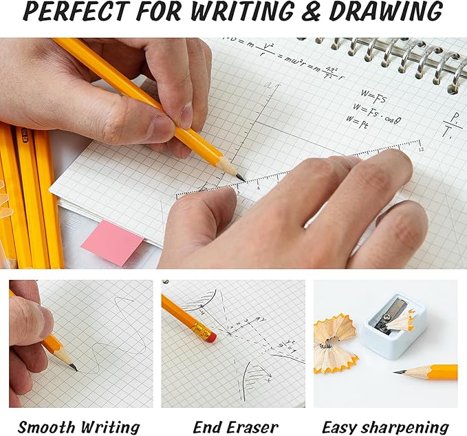 IKAYAS 50 Pack #2 HB Pencils Bulk Yellow Sharpened Pencils with Erasers for Kids, 2 Pre-sharpened pencils number 2 pencils for classroom office Supplies, Writing, Drawing and Sketching (Wood-Cased)