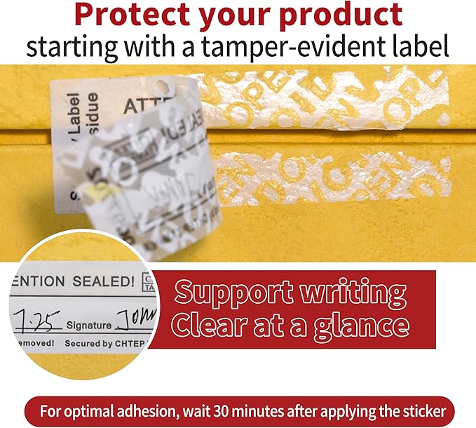 ChtepTamper 100 Pieces Total Transfer Tamper-Evident Stickers Security Labels Great for Goods Shipping,Exchange of Agency Files, Privacy Protection or More(Serial Number 0.8 * 2.4inches White)