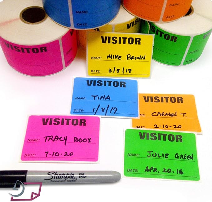 NextDayLabels - 3 x 2 Visitor Labels Pass, ID Labels and Safety Identification Badge Stickers 500 Per Roll (Fluorescent Blue)