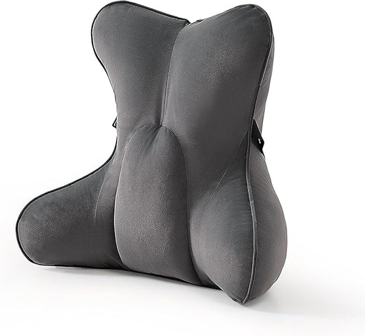 Ailuteie Lumbar Support Pillow(Pat. Pend) – Ergonomic Multi-Zone Back Cushion for Lower Back Pain Relief, Ideal for Office Chair, Car Seat & Home Reading,Steel Gray