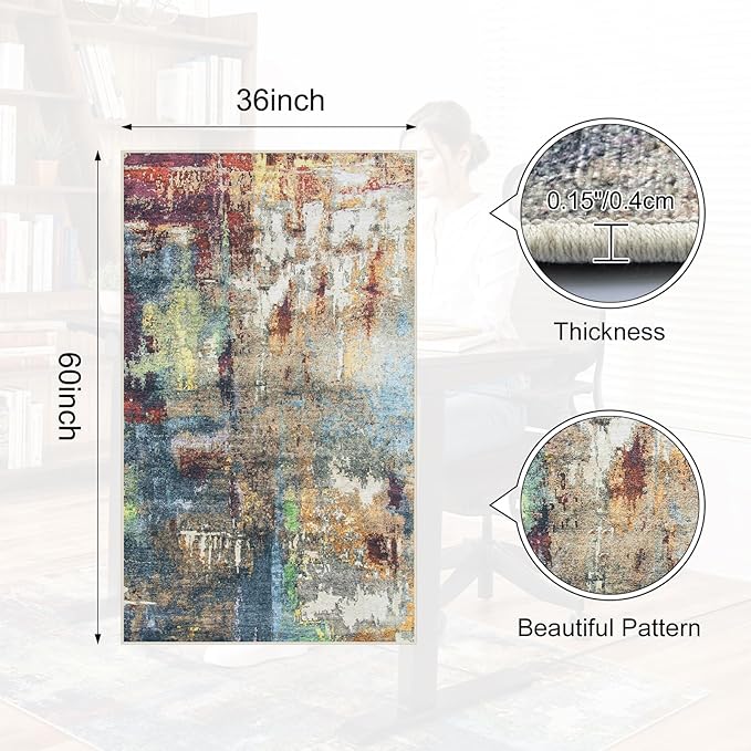 Anidaroel 36"x60" Chair Mat for Hardwood Floor, Anti-Slip Desk Chair Mat for Hardwood, Under Desk Rug for Rolling Chair, Low Pile Carpet Protector Mat for Office Chair