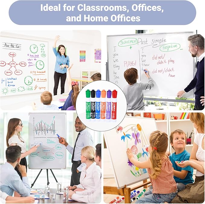 Tbay Dry-Erase Markers - 36 Counts, Chisel Tip Whiteboard Markers for Office/School Supplies, Low Odor, 6 Assorted Colors