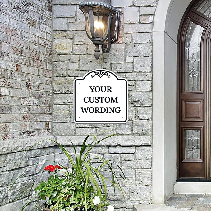Custom Decorative Sign, Personalized Metal Sign for Business, Driveway, Home, Airbnb, Office Door Plaque,Black Border, 18x18 Inches, ACM, Fade Resistant, Made in USA