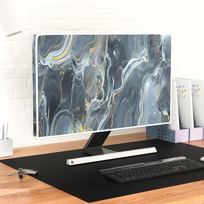 Baocicco Gray Gold Marble Waterproof 50, 51, 52 Inch TV Dust Cover Anti-Static Dustproof Protective Aesthetic Texture Screen TV Covers Full Body Cover for Television Screen Desktop PC LED LCD OLED