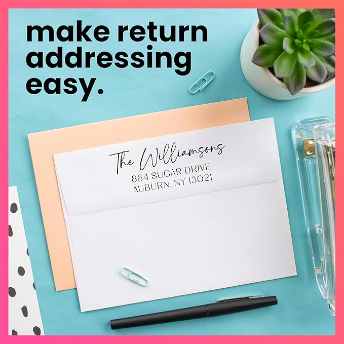 ExcelMark Personalized Return Address Stamp – Custom Self Inking Rubber Stamp (Large, Santa Catalina)