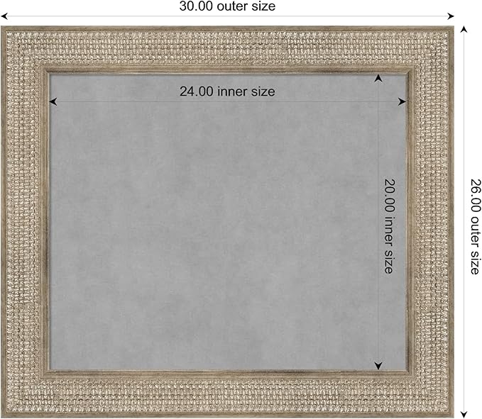 Amanti Art Silver Framed Magnetic Board 26x30 Medium Vision Board for use with Magnets, 100% Metal Sheet to Display Items as Office Decor or for Home Organization in mudroom, Kitchen or Kids Room