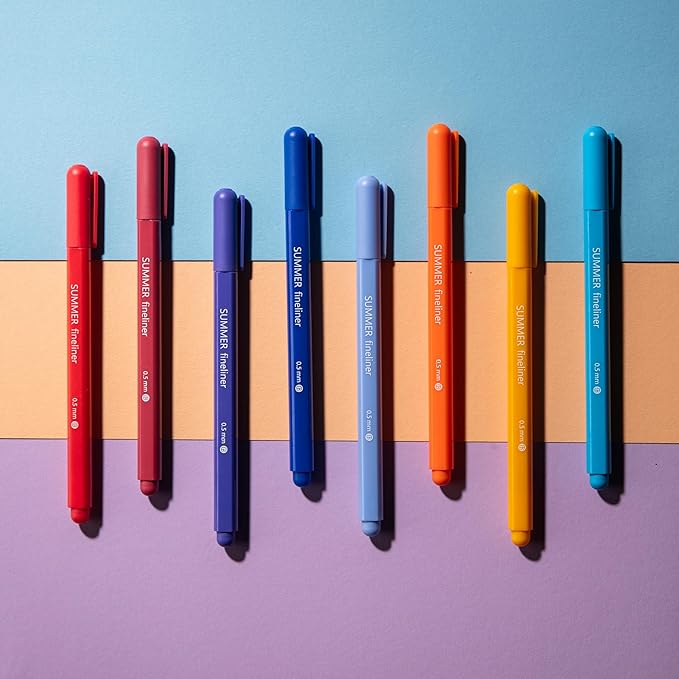 DIVERSEBEE Fine Tip Pens, 8 Bible Pens No Bleed Through, Assorted Colors, 0.5mm Fine Point Fineliner Markers for Journaling, Bible Study Journaling Supplies and Accessories (Summer)