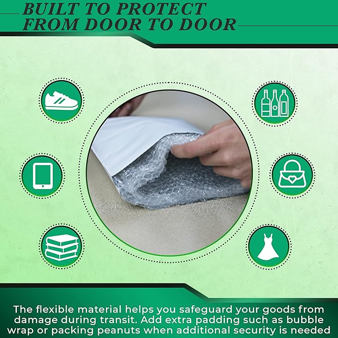 3000 Pack Secure Seal White Poly Mailers - 9x12 Safe Shipping Bags - E-Commerce Self Sealing 2 Mil Poly Envelopes