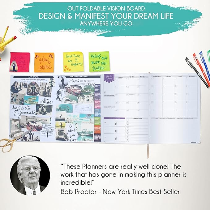 Law of Attraction Planner 2026 Deluxe with Productivity App | Weekly & Monthly Goal-Setting Planner, Life & Gratitude Journal | Include Foldable Vision Board, Gift Box & Stickers