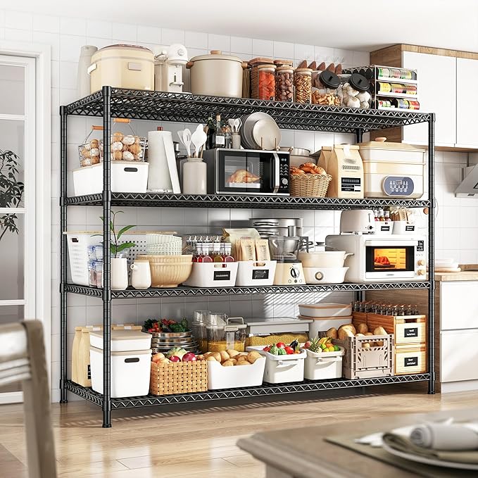 DurayLoly 2500 LBS Shelf Storage Shelves 68.1" W Wire Shelving Unit, Garage Shelving Heavy Duty, Adjustable Metal Shelving for Garage, Pantry, Kitchen, Basement, Business 68.1" W x 20.9" D x 70.9" H