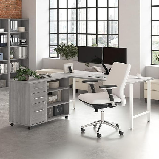 Bush Business Furniture Hustle 72W x 30D Computer Desk and Storage Cabinet with Drawers and Shelves in Platinum Gray, Modular Office Table for Home and Professional Workspace