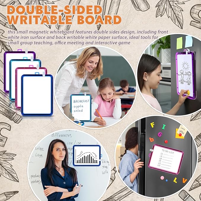 Outus 10 Pcs Dry Erase Mini White Boards Bulk 8.5 x 11'' Small Magnetic Whiteboard Double Sided Colored Writing Boards for Kids Students Locker Fridge(Clear Colorful)