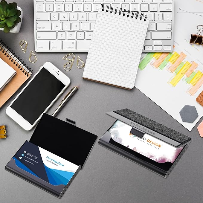 Taikuri Custom Business Card Holder Personalized Engraved Leather Business Card Case Holder Customized Your Text/Logo for Women/Men as Business/Unique Gift