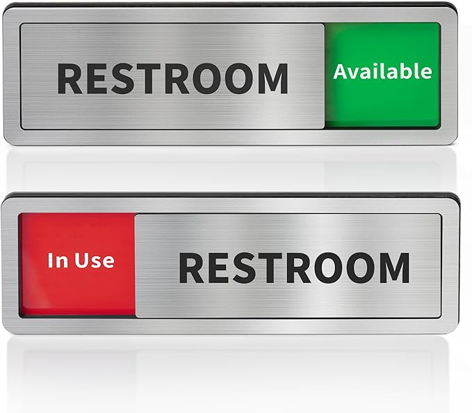 Restroom Sliding Door Signs Do Not Disturb, In Use/Available Slider Sign for Business Home Office Wellness Vacant Occupied Privacy Slide Door Sign，Brushed Silver