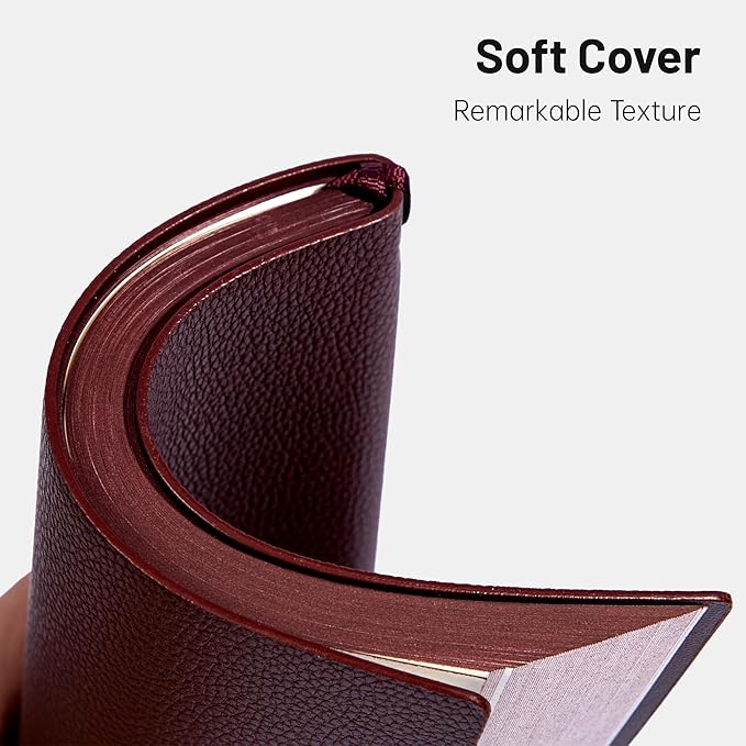 CAGIE Lined Journal Notebook for Men & Women,176 Pages A5 Medium Size Softcover Leather Journals for Writing,Travel,Business,Work & School, 100 GSM Thick Paper (5.7'' x 8.3'') (Burgundy)