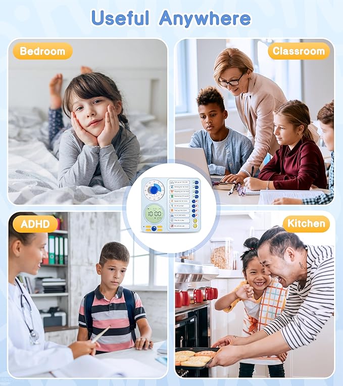 3-in-1 Visual Timer Task Timer with Chore Chart Board, ADHD Tool for Kids Adults Visual Schedule for Kids with Autism, Daily Checklist for Home, School, Classroom, Desk, Chore Chart