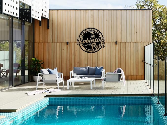 Swimming Pool Metal Sign, Personalized Pool Sign, Pool Metal Sign, Poolside Paradise Sign, Pool Signs and Decor Outdoor, Custom Pool Sign
