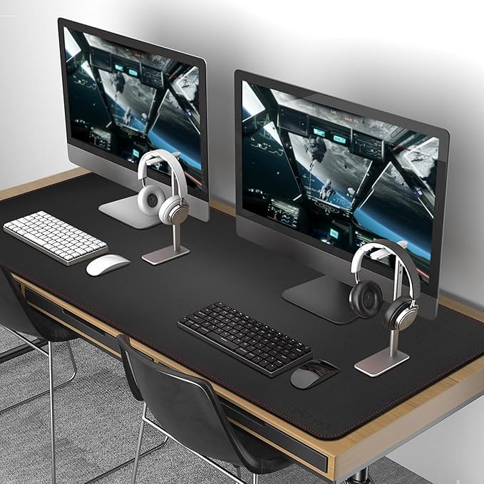 ZORESYN Large Office Desk Pad (63" x 23.6") - Waterproof PU Leather Desk Mat with Non-Slip Base, Oversized Extended Mousepad for Keyboard & Mouse, Black