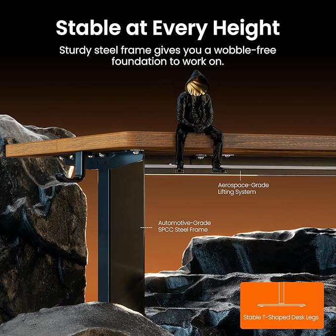 ErGear Height Adjustable Electric Standing Desk, 55 x 28 Inches Sit Stand up Desk, Memory Computer Home Office Desk (Vintage Brown) (EGESD6V)