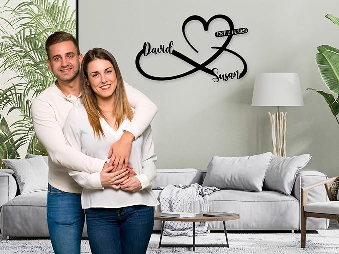 Custom Metal Heart and Infinity Wall Art Valentines Day Wedding Gifts Housewarming Gift Love Metal Sign Infinity Metal Sign Heart Metal Wall Art Love Heart Metal Sign