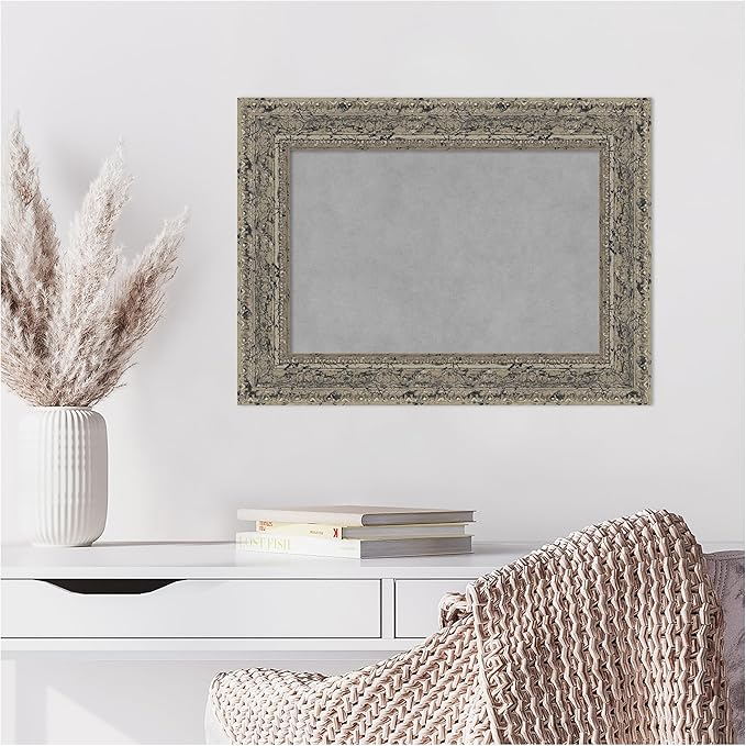 Amanti Art Silver Framed Magnetic Board 17x23 Small Vision Board for use with Magnets, 100% Metal Sheet to Display Items as Office Decor or for Home Organization in mudroom, Kitchen or Kids Room