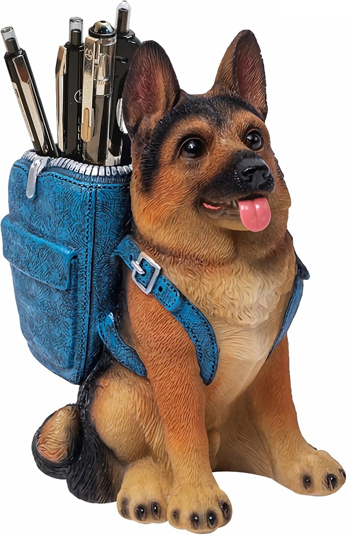 Photour Cute Dog Pen Holder for Desk, Pencil Holder, Creative Desktop Pen Organizer Pencil Cups, Unique Desk Accessories Decor for Home Office School, German Shepherd Gifts for Dog Lovers