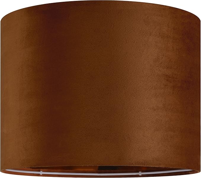 GO&SO 1 PCS Burnt Orange Velvet Drum Lamp Shade,Modern Replacement Lamp Shades 13" Top x 13" Bottom x 10" High(Spider) Medium Fabric Lampshade for Table Lamp,Floor,Bedside -Assembly Require
