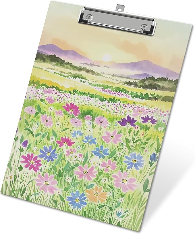 APIILVPQ Wild Flower Clipboard, Colorful Clipboards with Low Profile Clip for Office School Use, Floral Gifts Wooden Clip Boards for Nurses Teachers Students - B06