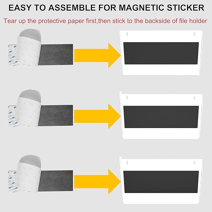 3 Pockets Magnetic File Holder for File Cabinets, Refrigerator, Whiteboard, Magnetic Paper Organizer, Magnetic Mail or Folder Holder,Magnetic Magazine Rack,Wall Mount Hanging Mail Organizer (white)