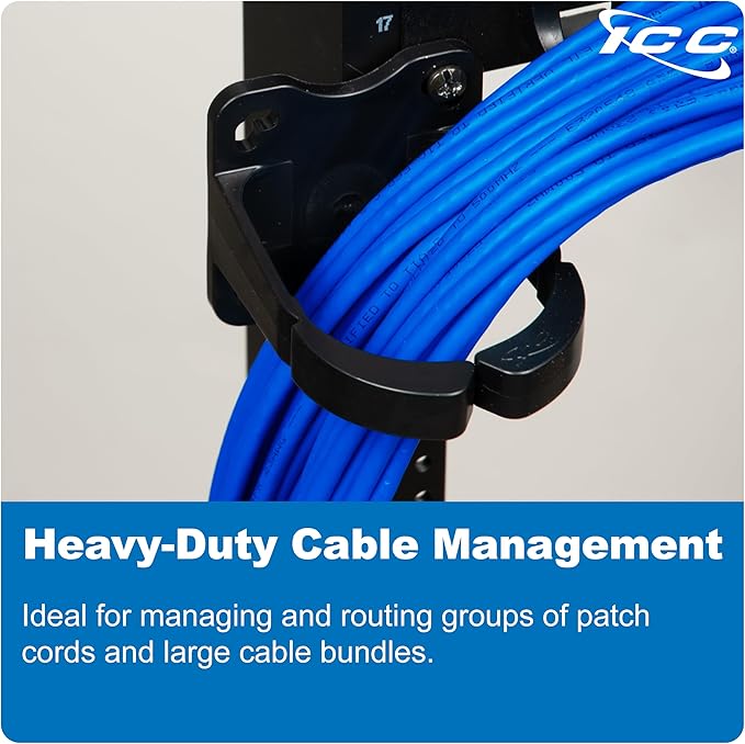 ICC 3” Plastic Cable Management Ring, Vertical/Horizontal, Rack or Wall Mount, Pack of 1 – Cable Organizer for Network Racks and Structured Cabling