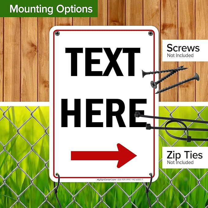 Custom Arrow,Custom Directional Sign, Right Arrow, 7x10 Inches, 55 mil thick HDPE (high density polyethylene) Made in USA by My Sign Center